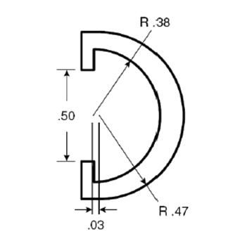  - Half Round Clip-on Wearstrip, CV366