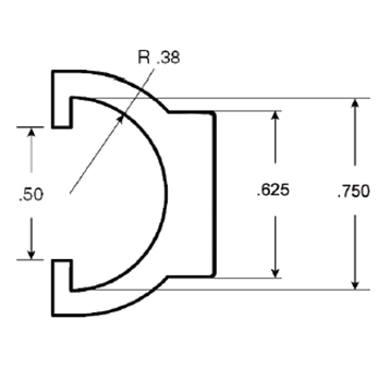  - Half Round Clip-on Wearstrip, CV367